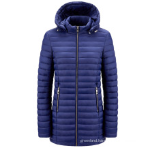 Winter durable and trendy solid color can be customized women's hooded zipper down jacket